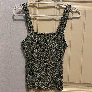 American Eagle Green Floral Tank Top